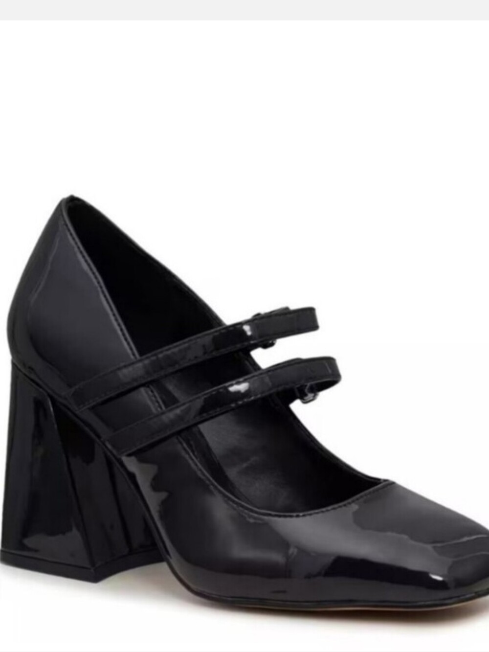 Mix No. 6 Black Patent Mary Jane Block Heel Shoes - size 6W